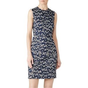 Of Mercer York Floral Printed Jersey Knit Sleeveless Mini Sheath Dress Navy Sz 8